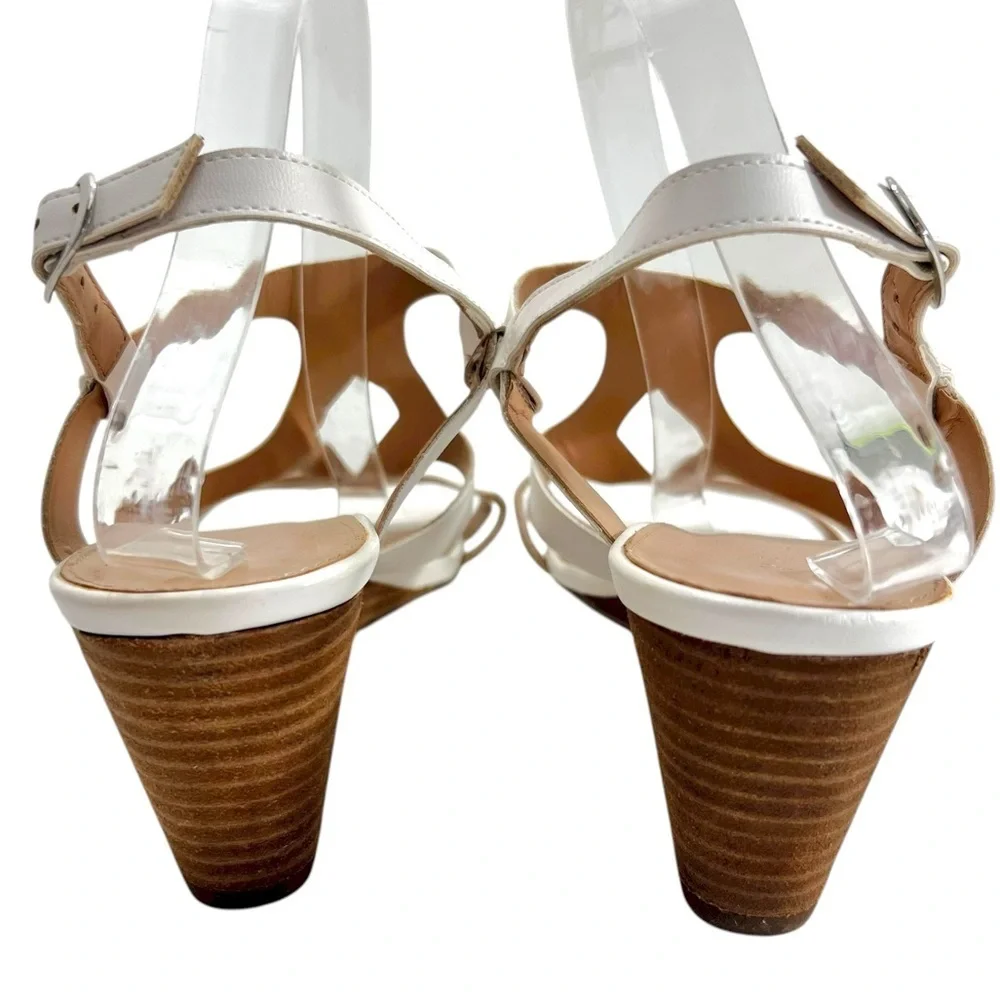 Pesaro “Gina” White Strappy Wedge Sandals
